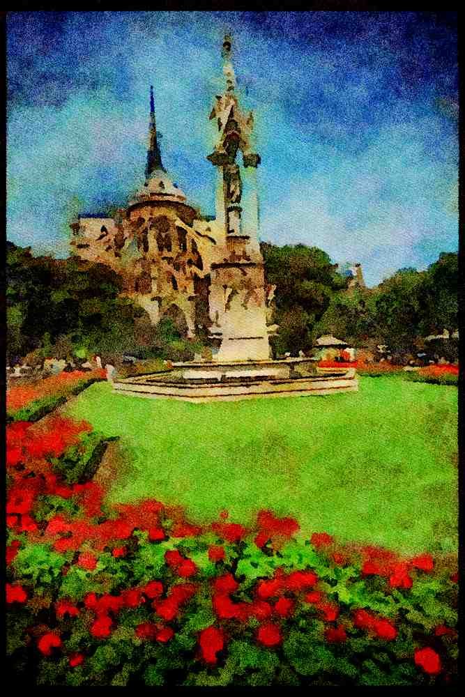 281025 Rear View Of The Notre Dame Cathedral A4 Limited Edition Watercolour Print