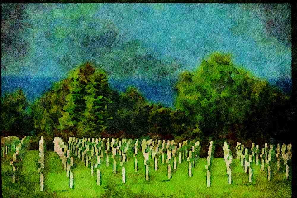 281032 American Cemetary At Omaha Beach, Normandy Invasion A4 Limited Edition Watercolour Print