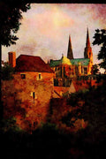 281033 Great Cathedral At Chartes, 11th Century Gothic A4 Limited Edition Watercolour Print