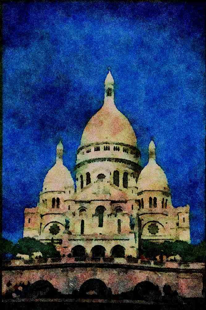 281046 Cathedral Sacre Coeur At Montmarche A4 Limited Edition Watercolour Print