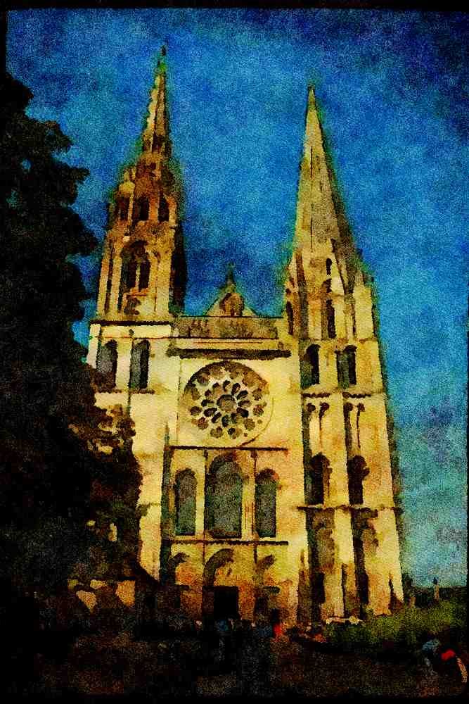 281048 The Gothic Cathedral At Chartes A4 Limited Edition Watercolour Print