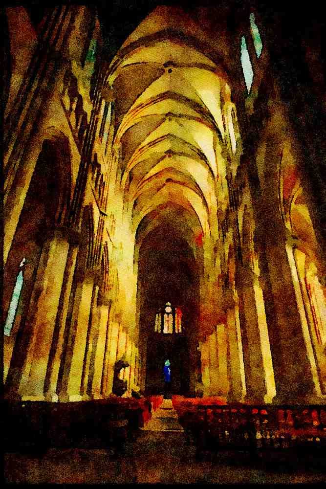 281049 13th Century Gothic Cathedral Of Reims A4 Limited Edition Watercolour Print