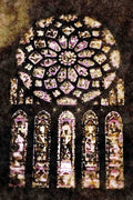 281055 Great Cathedral At Chartes, The North Rose Window A4 Limited Edition Watercolour Print