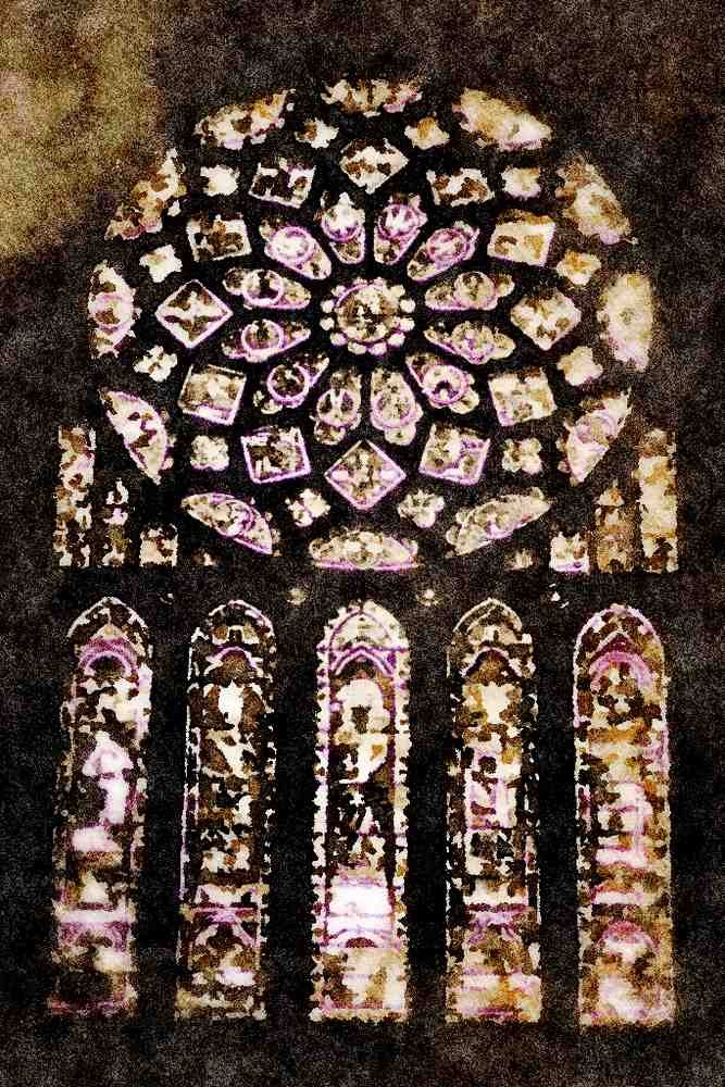 281055 Great Cathedral At Chartes, The North Rose Window A4 Limited Edition Watercolour Print