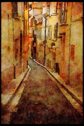 281067 Winding Streets And Alleys A4 Limited Edition Watercolour Print