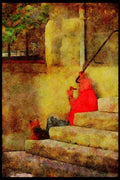281070 Man Smoking Pipe A4 Limited Edition Watercolour Print