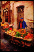 281073 Sunday Morning Market A4 Limited Edition Watercolour Print