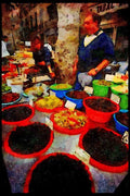 281078 Food Market Isle sur Sorge A4 Limited Edition Watercolour Print