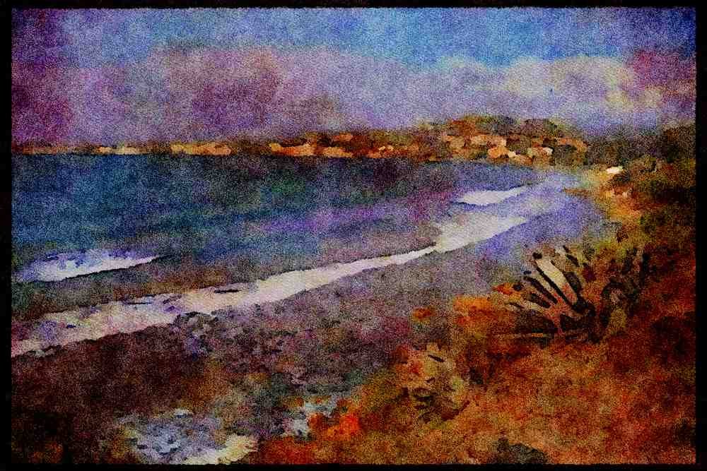 281079 The Mediterannean Coastline A4 Limited Edition Watercolour Print
