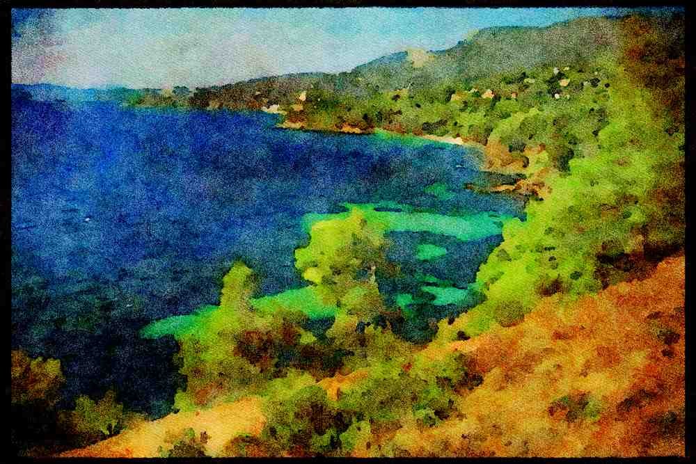 281083 View Of The Mediterannean A4 Limited Edition Watercolour Print