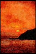 281084 Sunset On The Mediteannean A4 Limited Edition Watercolour Print