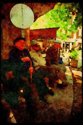 281089 Old Men Sitting On A Bench A4 Limited Edition Watercolour Print