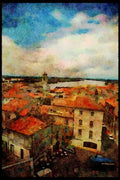 281099 Aerial Of Small Village A4 Limited Edition Watercolour Print