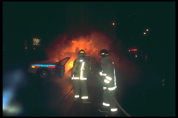 285002 Police Car Heats Up A4 Photo Print