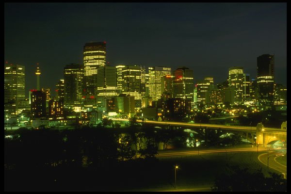 287033 Calgary Skyline At Night, Alberta, Canada A4 Photo Print