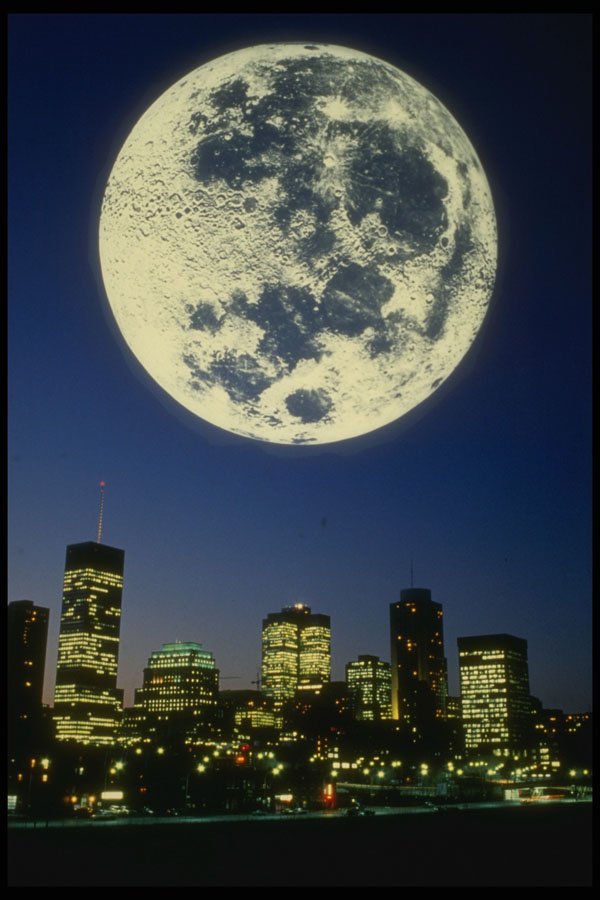 287058 Montreal Skyline With Full Moon Special Effect, Montreal A4 Photo Print