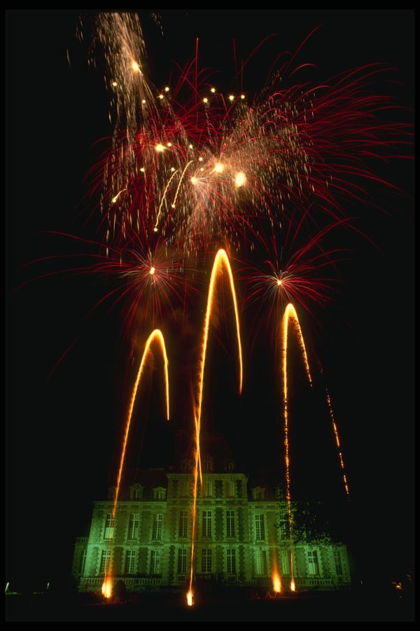 287087 Fireworks Over The Chateau, Normandy, France A4 Photo Print
