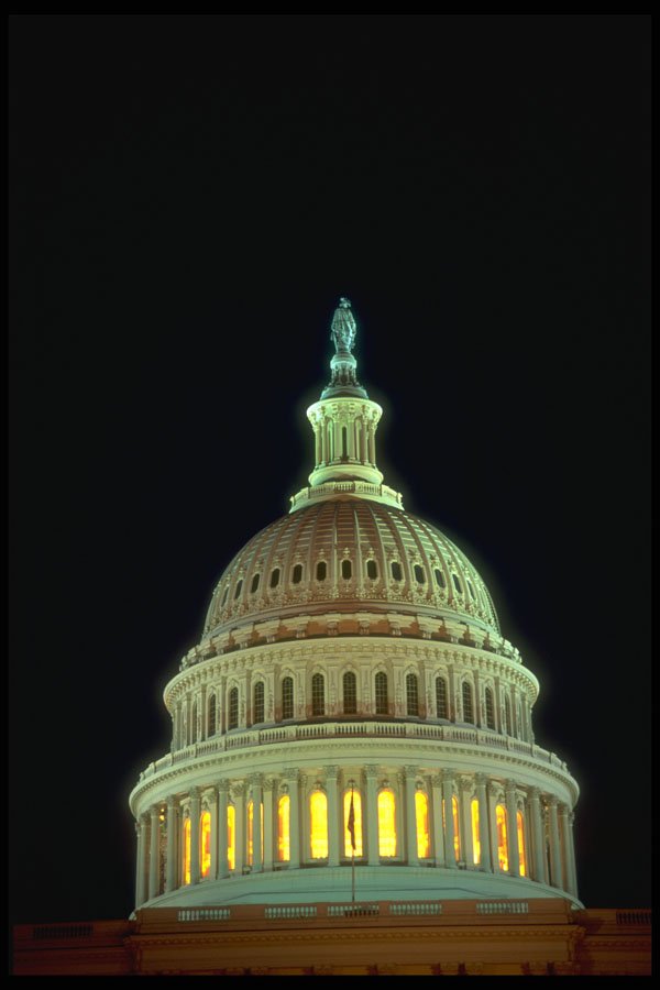 288015 Capitol Building Dome At Night, Washington A4 Photo Print