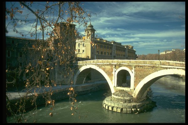 288019 The Ponte Fabricio On The River Tiber A4 Photo Print