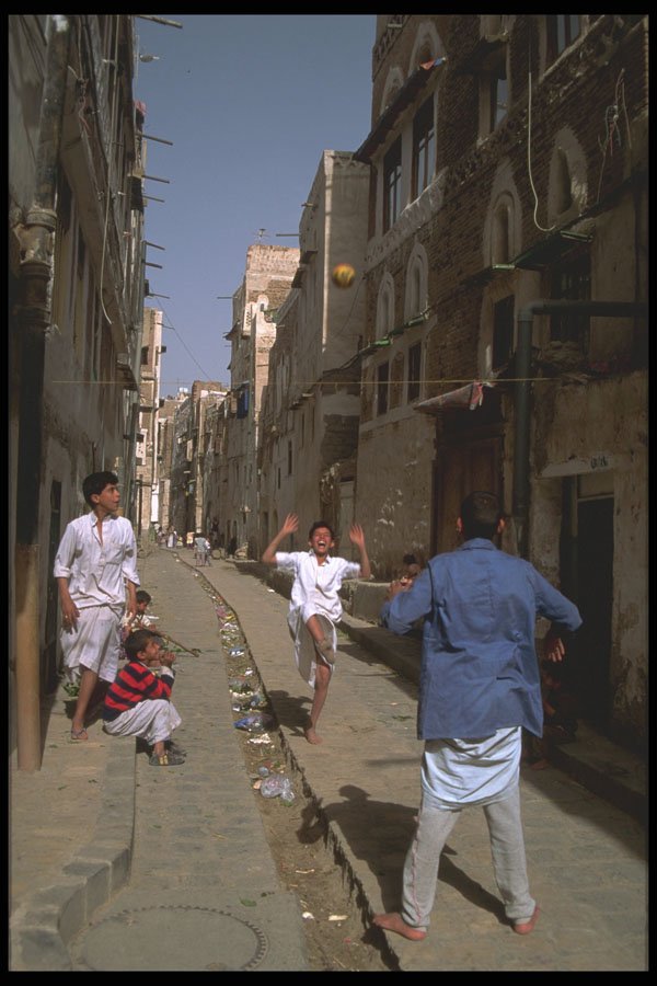 290020 Children Playing Volleyball, San'aa A4 Photo Print