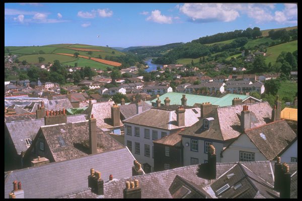 291019 Rooftops Totnes A4 Photo Print