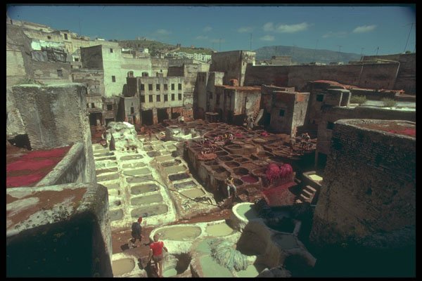 293032 Morocco, Hide Tanning Vats A4 Photo Print