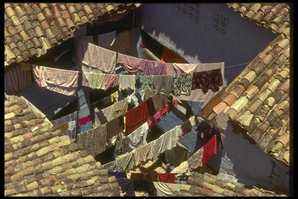 293062 Algeria, City House Courtyard With Clothes A4 Photo Print