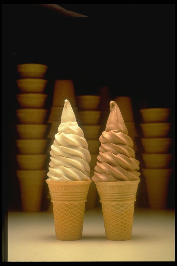 297096 Chocolate And Vanilla Ice Cream Cones A4 Photo Print