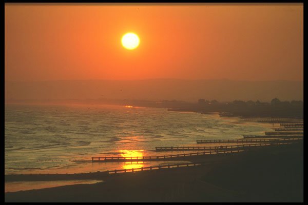 298028 Breakwater At Sunset, East Sussex A4 Photo Print