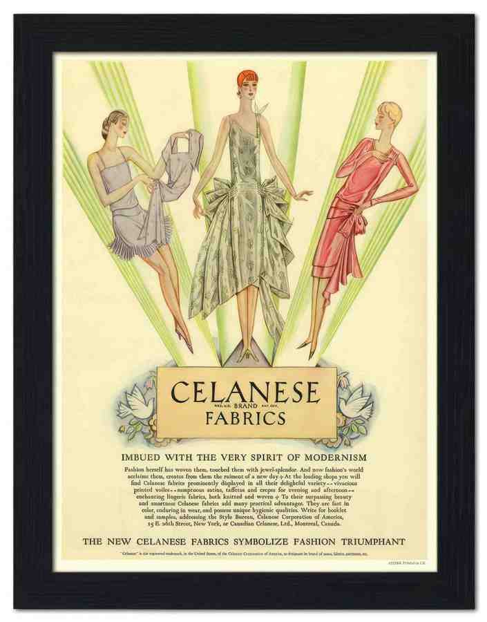 298K celanese fabrics 1928 2 Vintage Advert A4 Photo Print