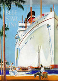 3 Blue Star Line Vintage Advert A4 Photo Print