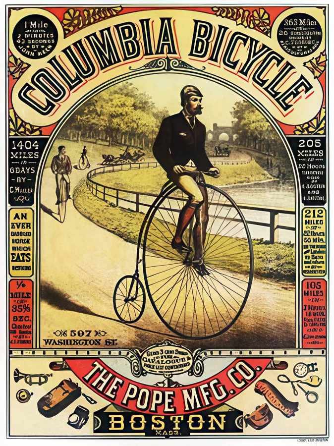 3 Columbia Bicycle Vintage Advert A4 Photo Print