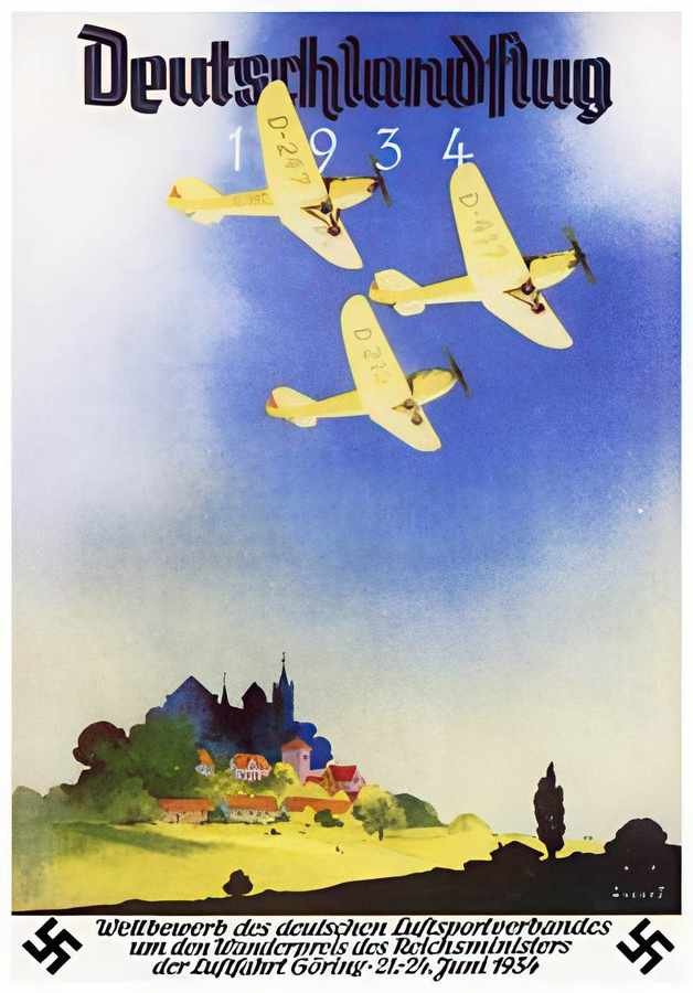 3 Deutschlandflug Vintage Advert A4 Photo Print