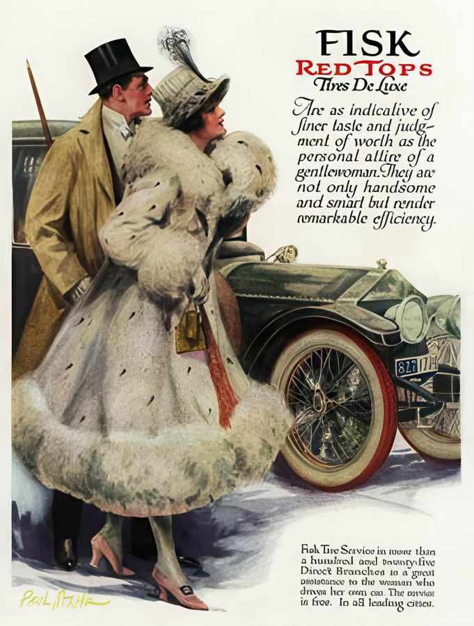 3 Fisk Red Top Tire Vintage Advert A4 Photo Print