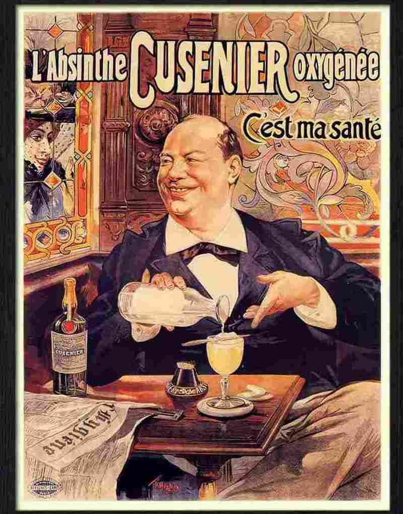 3 absinthe cusenier fransisco tamagno drinks poster 1890s Advert A4 Photo Print