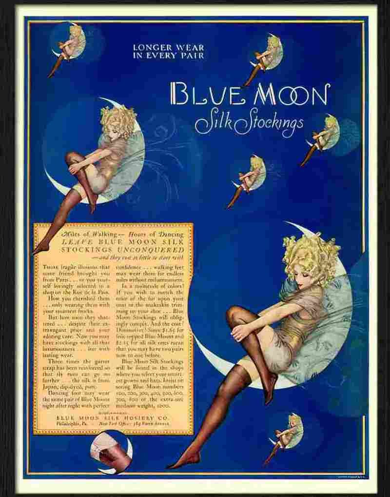 3 blue moon silk stockings 1926 Advert A4 Photo Print