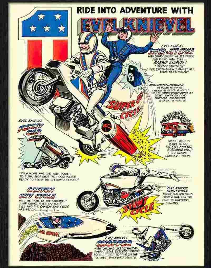 3 evel knievel jet cycle advert 1970s Advert A4 Photo Print