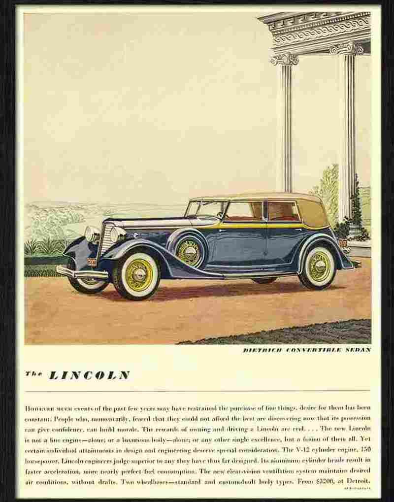 3 lincoln 1930s Advert A4 Photo Print
