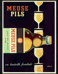 3 meuse pils bernard villemot drinks poster 1960s Advert A4 Photo Print