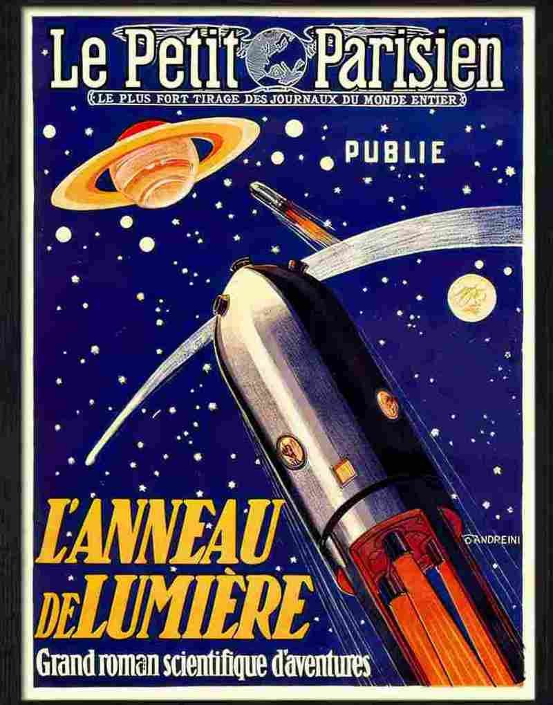 3 petit parisien space rocket andreini 1900s Advert A4 Photo Print