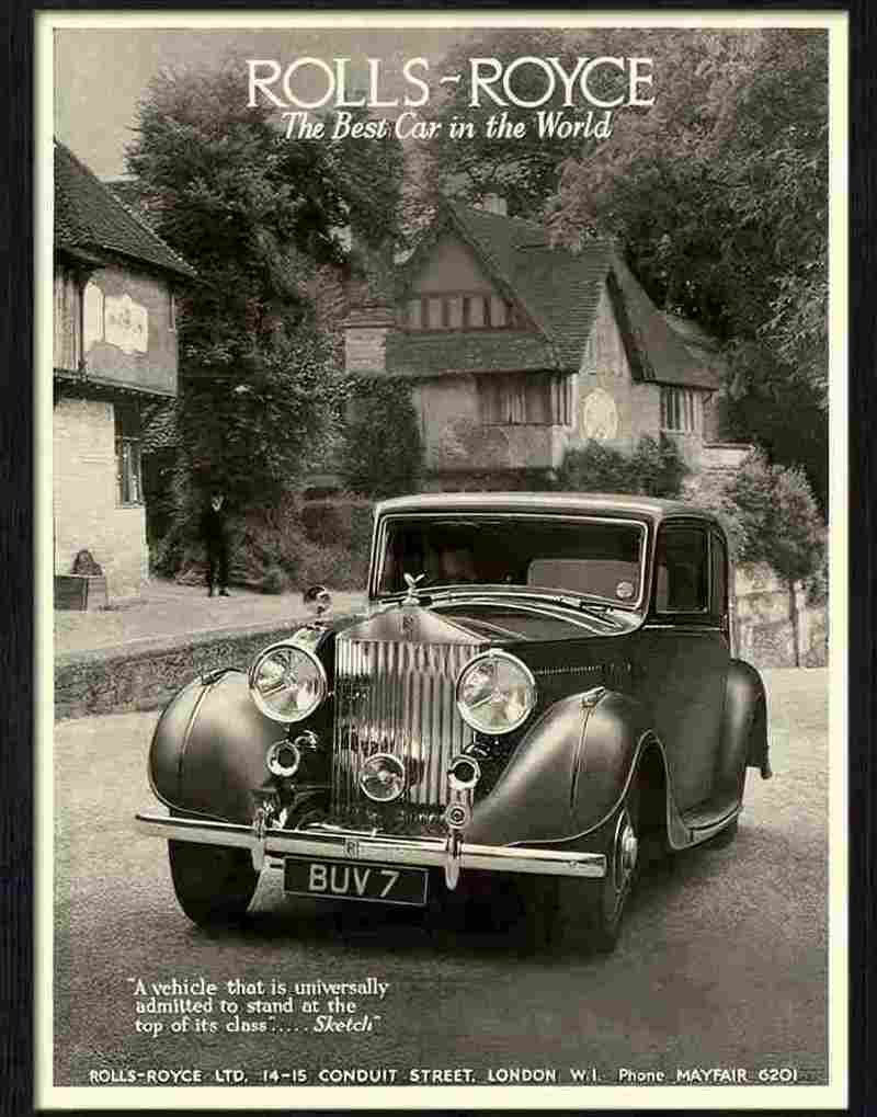 3 rolls royce car advert 1930s Advert A4 Photo Print