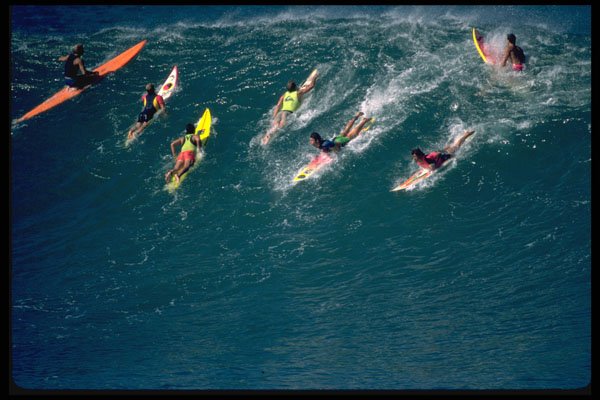 300045 Big wave, takeoff, Walmea Bay Oahu, Hawaii A4 Photo Print