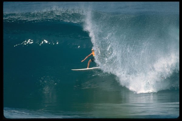 300051 Slotted in the tube, Hawaiian reef break A4 Photo Print
