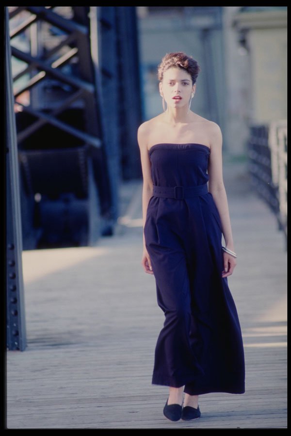 302002 Blue Strapless Dress A4 Photo Print