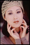 302003 Woman With Crocheted Hat A4 Photo Print