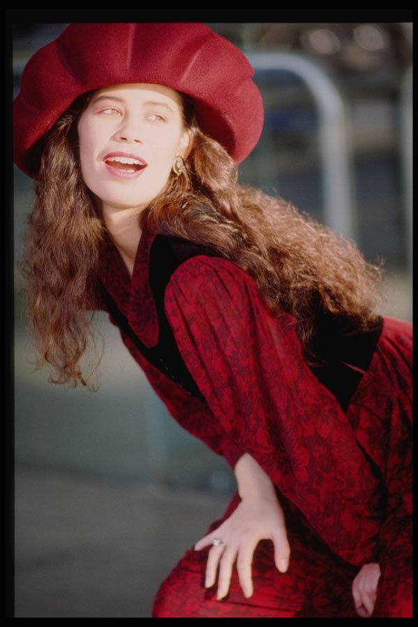 302017 Red Dress And Hat A4 Photo Print
