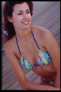 302040 Bathing Suit With Blue Straps A4 Photo Print
