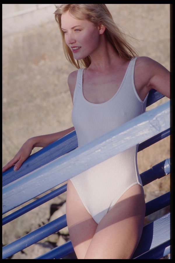 302059 White Bathing Suit A4 Photo Print