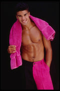 302064 Carrying Pink Towel A4 Photo Print