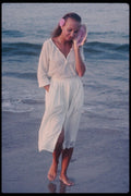 302090 White Dress, Holding Shell A4 Photo Print